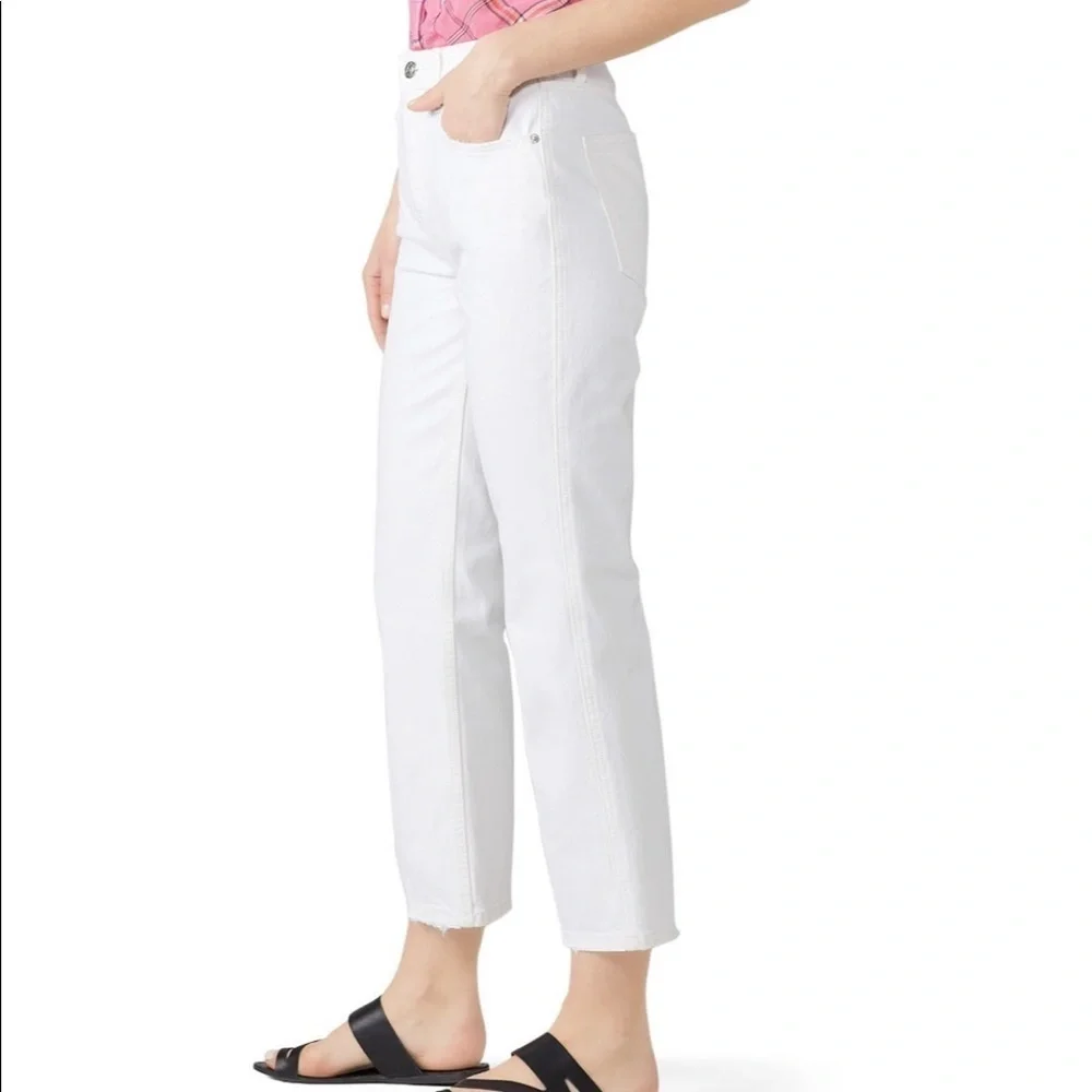 NWT Current/Elliott Straight Leg White Denim Jeans